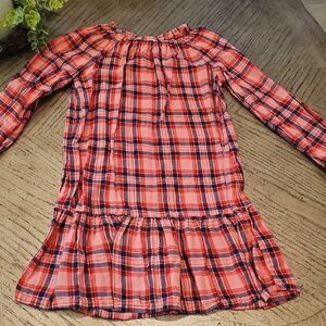 Red and Blue Plaid Long Sleeve Dress Size 8 H&M